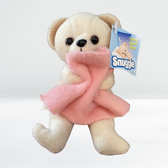 2000 Snuggle Fabric Softener Mini Teddy Bear Holding Pink Blanket Stuffed Plush - Picture 2 of 10